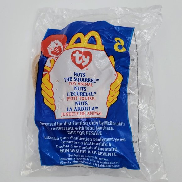 Nuts The Squirrel #8 McDonald’s Toy Retired 1999 New Sealed TY Teenie Beanie Bab - Picture 1 of 7